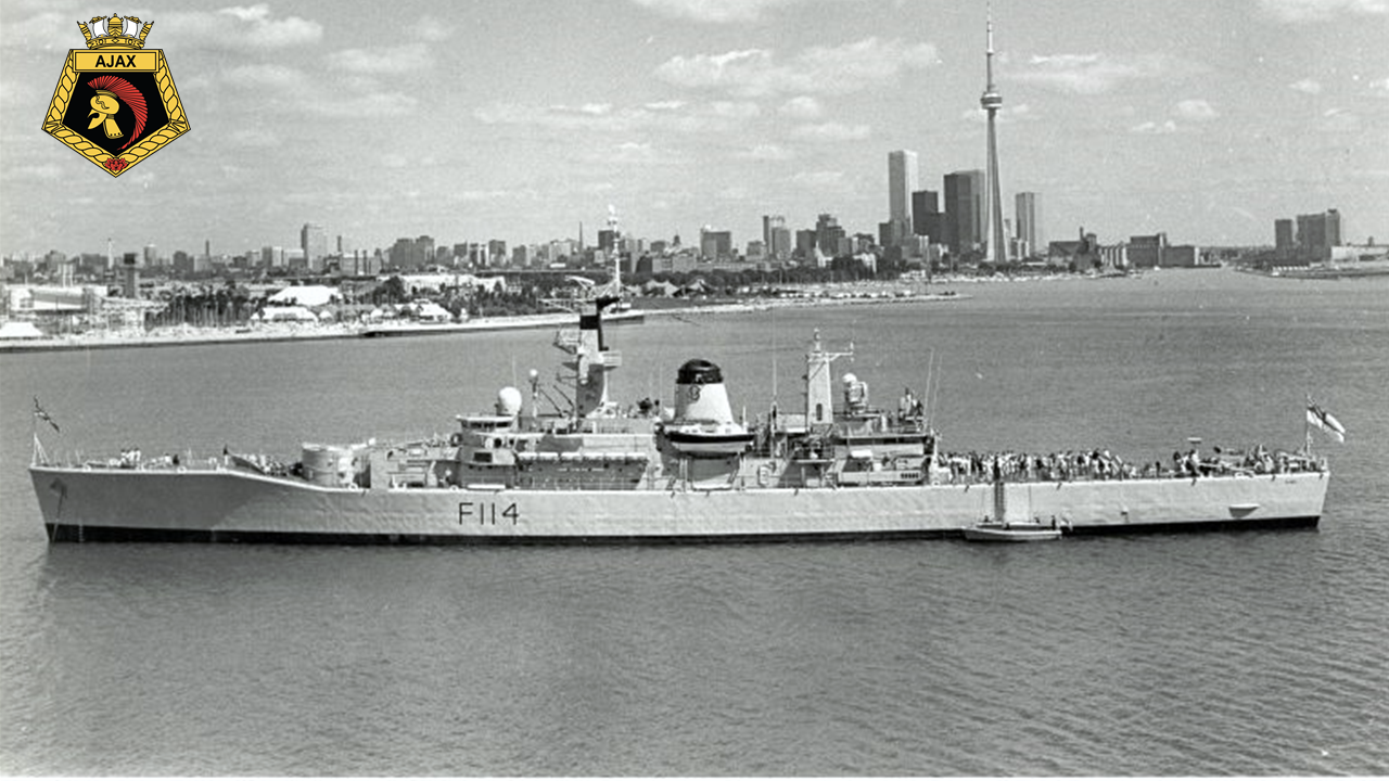 This is a picture of the HMS Ajax in Toronto 1976.